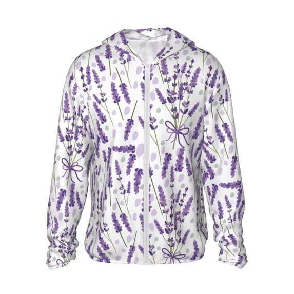 Balery Lavender Flowers Men's Women's UPF 50+ Sun Protection Lightweight Hoodie Performance Long Sleeve Shirt for Fishing Running-XX-Large