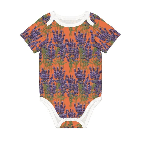 Balery Lavender Flowers Pattern Baby Climbing Clothes Infant Bodysuit Cute Infant Bodysuit Baby Romper-6 Months