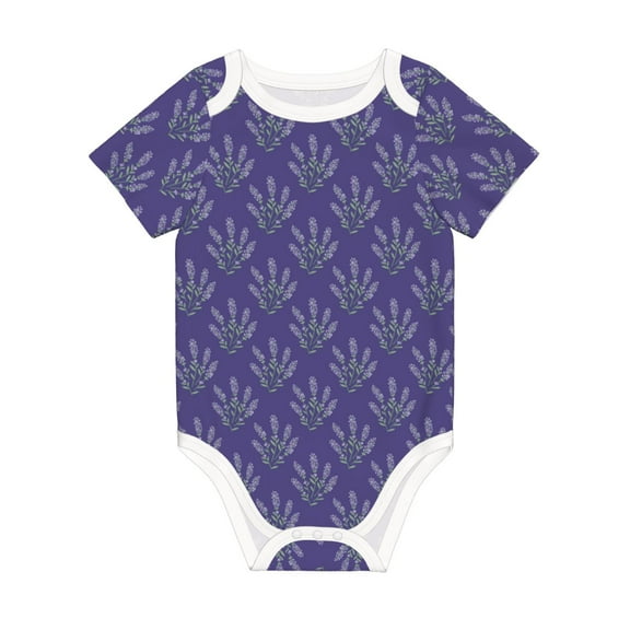Balery Lavender Flowers Pattern Baby Climbing Clothes Infant Bodysuit Cute Infant Bodysuit Baby Romper-9M
