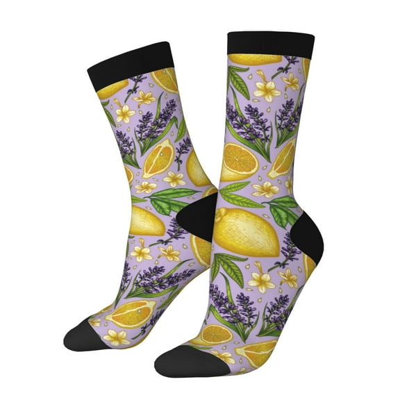 Balery Lavender Flowers Pattern Crew Socks Unisex– Soft & Breathable Socks for Men & Women, One-Size Fits Most (US 5-11), Comfortable & Durable for Daily Wear