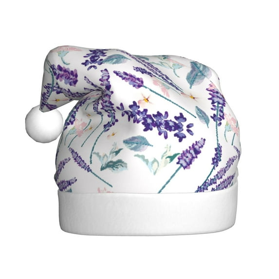 Balery Lavender Flowers Pattern Santa Hat Christmas Hat Funny Christmas Hat Christmas Knitted Beanie Hat For Men Women Adult
