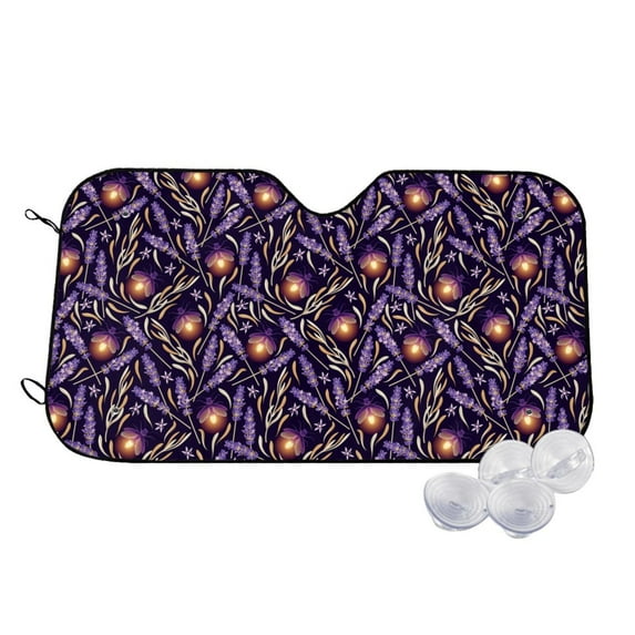Balery Lavender Flowers Print Car Windshield Sun Shade,Windshield Sunshade for Car Pickup Truck SUV Accessories-Medium