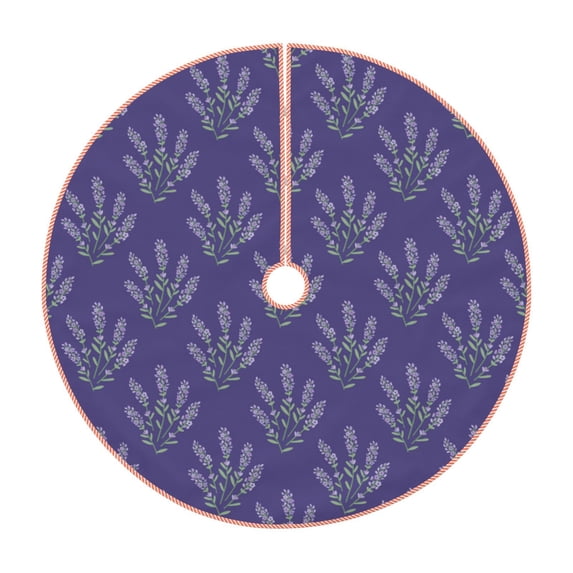 Balery Lavender Flowers Printed Christmas Tree Skirt , Merry Christmas Party Christmas Tree Decoration,Adjustable Tree Skirt-48"