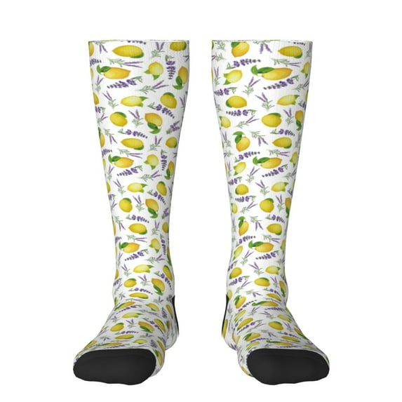 Balery Lavender Flowers Printed Novelty Socks Men's Women's Crew Socks Sports Socks Knee High Socks Cotton Socks Quirky and Cool Socks
