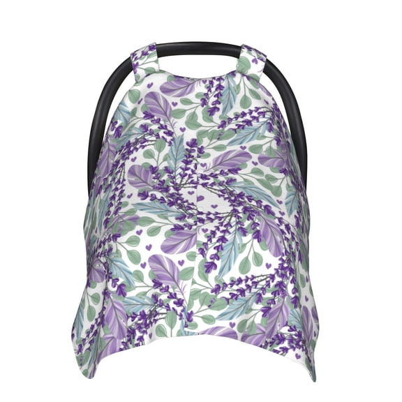 Balery Lavender Flowers Printed Nursing Cover Breastfeeding Scarf - Baby Car Seat Covers, Infant Stroller Cover, Carseat Canopy for Girls and Boys