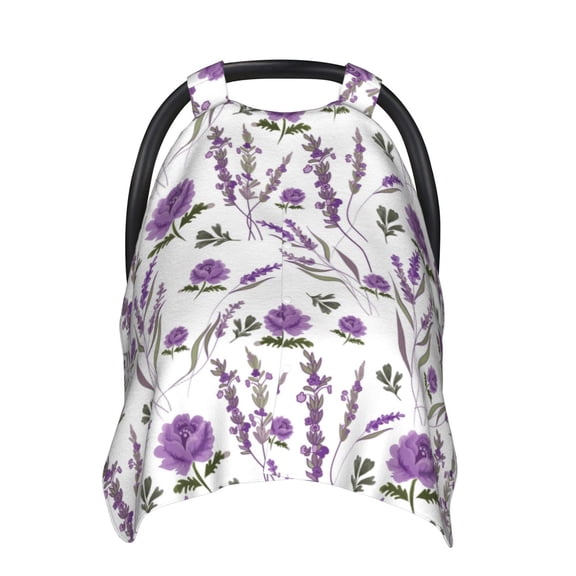 Balery Lavender Flowers Printed Nursing Cover Breastfeeding Scarf - Baby Car Seat Covers, Infant Stroller Cover, Carseat Canopy for Girls and Boys