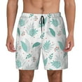 thumbnail image 1 of Balery Leaf Print Green Mens Swim Trunks Swim Shorts for Men Quick Dry Inseam Beach Shorts with Compression Liner Pocket-Large, 1 of 9