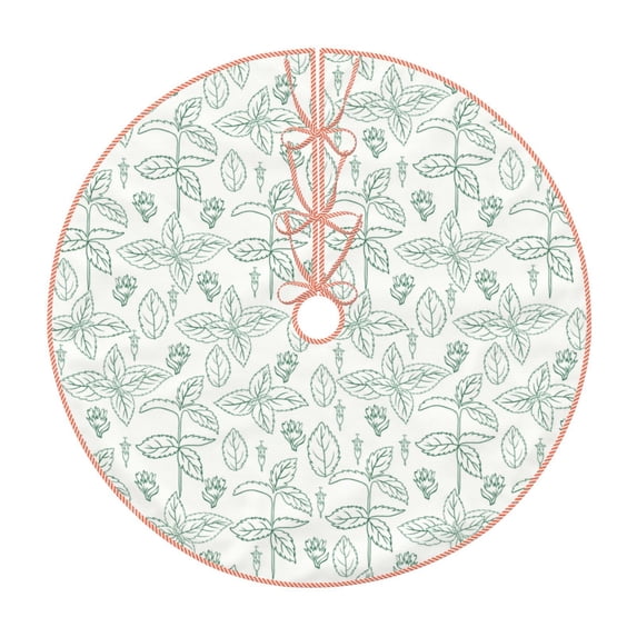 Balery Leaf Print Printed Christmas Tree Skirt , Merry Christmas Party Christmas Tree Decoration,Adjustable Tree Skirt-30"