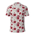 thumbnail image 1 of Balery Leaves And Anemone Flowers In Red Grey Printed Men’s Short Sleeve Polo Shirt, Midweight Men's Shirt,Golf Polo shirts -X-Large, 1 of 9