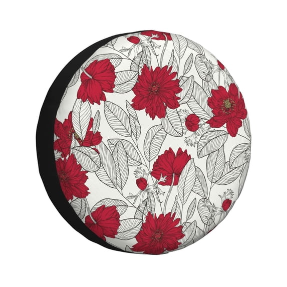 Balery Leaves And Anemonetire Cover Waterproof Dust-Proof, Universal Spare Wheel Tire Cover For Trailer, Rv, Suv Truck And Vehicle Camper Accessories-17 Inch