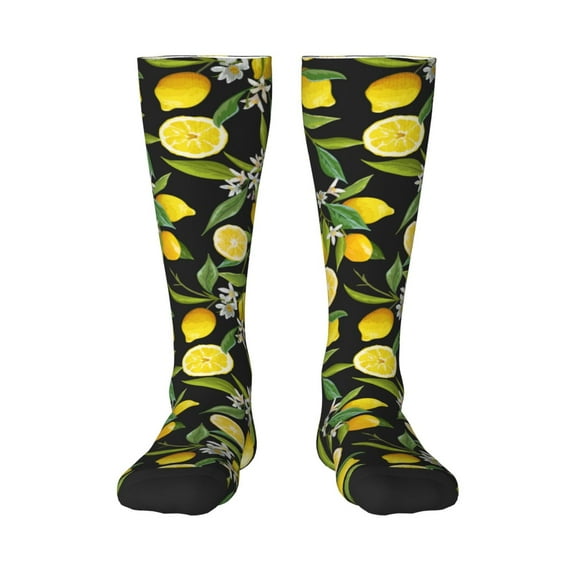 Balery Lemon Fruits Flowers Leaves Fun Novelty Socks Men'S Women'S Crew Socks Funny Crazy Novelty Socks Quirky And Cool Socks