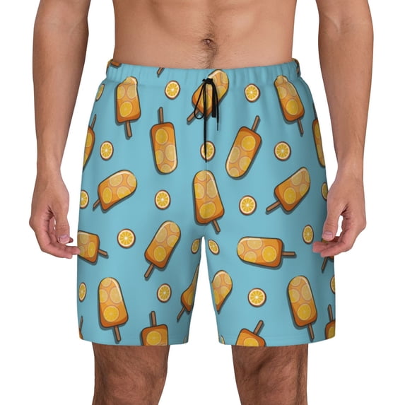 Balery Lemon Ice Cream Mens Swim Trunks Swim Shorts for Men Quick Dry Inseam Beach Shorts with Compression Liner Pocket-X-Large