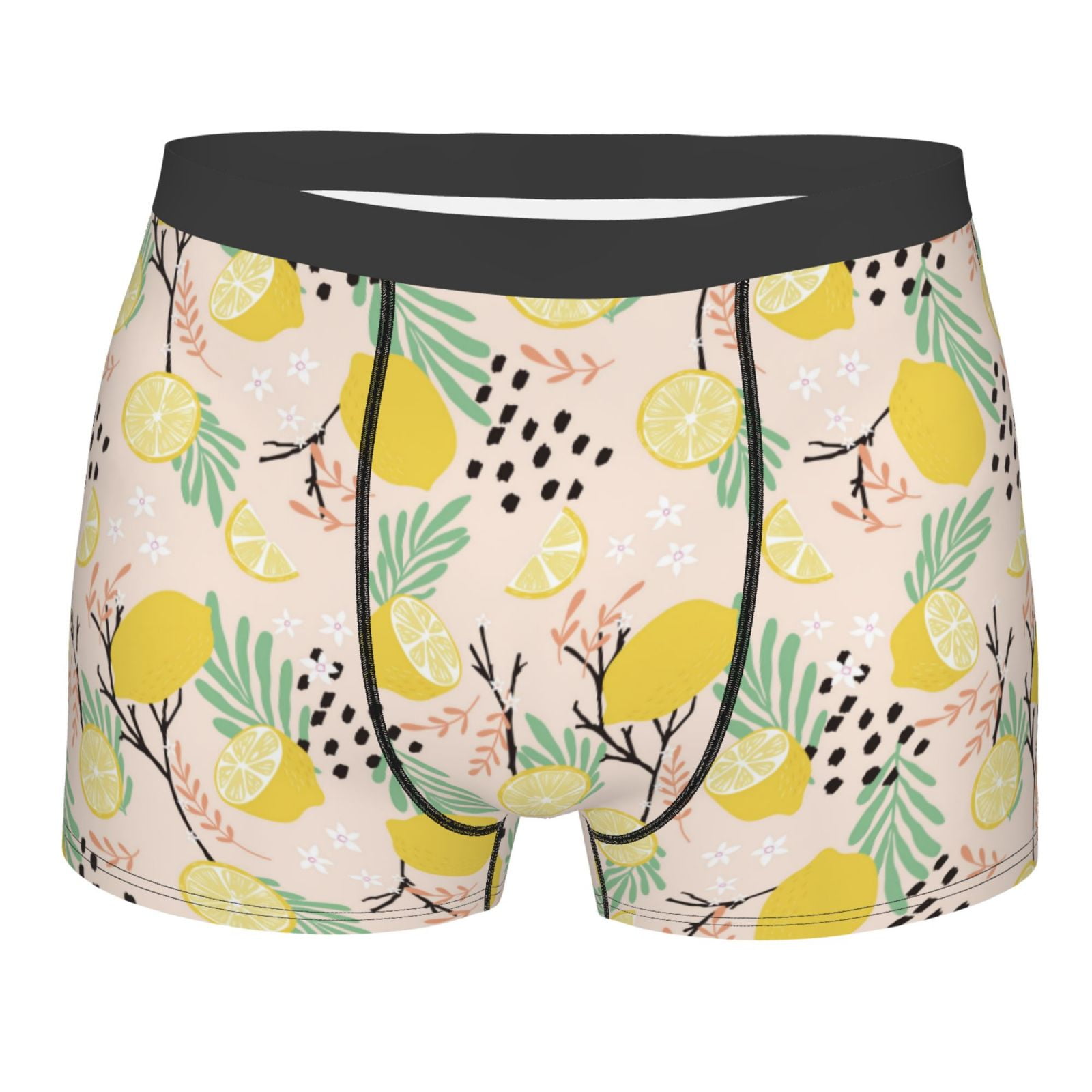 Balery Lemon Leaves Men's Boxer Briefs, Soft and Breathable Cotton ...
