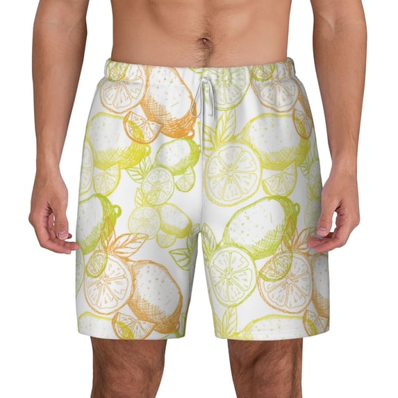 Balery Lemon Potatoes Mens Swim Trunks Swim Shorts for Men Quick Dry Inseam Beach Shorts with Compression Liner Pocket-XX-Large