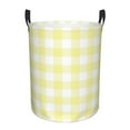 thumbnail image 1 of Balery Lemon Yellow Checkboard Round Laundry Basket with Handles Waterproof Freestanding Laundry Hamper for Clothes Toys in the Dorm and Family-Small, 1 of 8