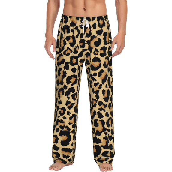 Balery Leopard Print print Men's Pajama Pants,Ultra Lightweight Pjs,Lounge Pant-X-Large