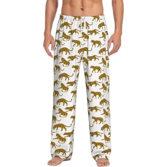 Balery Leopard Print print Men's Pajama Pants,Ultra Lightweight Pjs,Lounge Pant-XX-Large