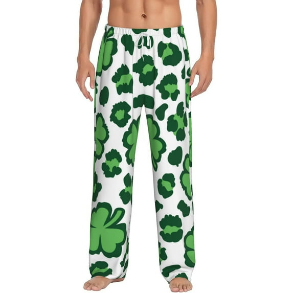 Balery Leopard print St. Patrick's Day print Men's Pajama Pants,Ultra Lightweight Pjs,Lounge Pant-XX-Large