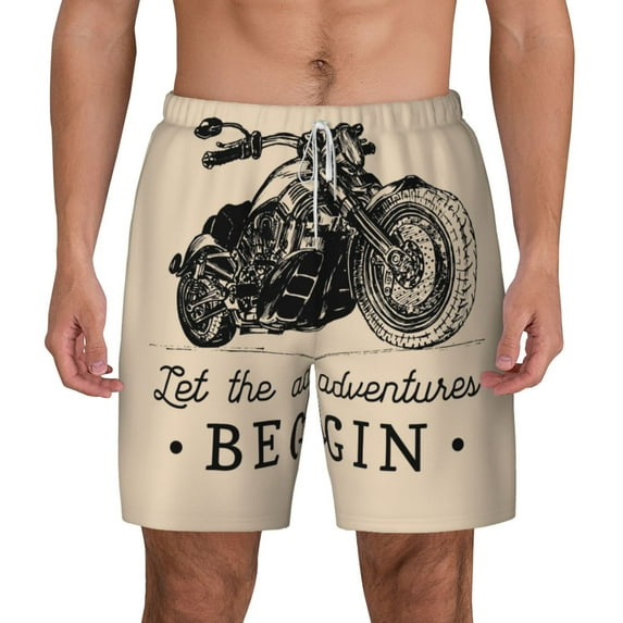 Balery Let The Adventure Begin Mens Swim Trunks Swim Shorts for Men Quick Dry Inseam Beach Shorts with Compression Liner Pocket-X-Large