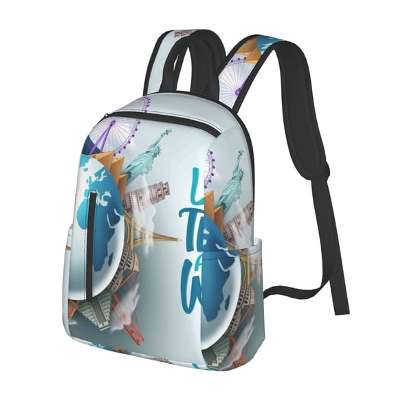 Balery Let's go Travel Around the World Lightweight Backpack for Men and Women - Durable and Water-Resistant, Ideal for School, Work, Travel, and Everyday Use