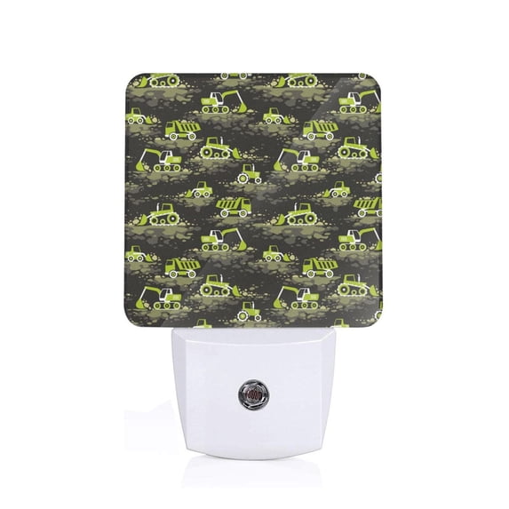 Balery Light Green Excavator Pattern LED Night Light with Automatic Sensor Plug in Night Light with Dusk-to-Dawn Light Sensor LED Nightlight 0.5W-US