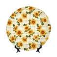 thumbnail image 1 of Balery Light Green Plaid Sunflower Print Bone China Decorative Plate Ceramic Dinner Plates Art Crafts with Display Stand-6in, 1 of 6