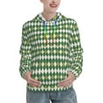 Balery Light Green Squares Pattern Womens Long Sleeve Hoodie, Pullover