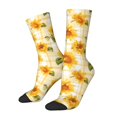 thumbnail image 1 of Balery Light Yellow Plaid Sunflower Pattern Crew Socks Unisex– Soft & Breathable Socks for Men & Women, One-Size Fits Most (US 5-11), Comfortable & Durable for Daily Wear, 1 of 6