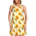 thumbnail image 1 of Balery Light Yellow Plaid Sunflower Pattern Women’s Summer Dresses – Loose Sleeveless Sundress, Casual and Comfortable Beach Dress for Hot Days, 1 of 7