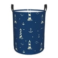 thumbnail image 1 of Balery Lighthouses and Anchors Round Laundry Basket with Handles Waterproof Freestanding Laundry Hamper for Clothes Toys in the Dorm and Family-Small, 1 of 8