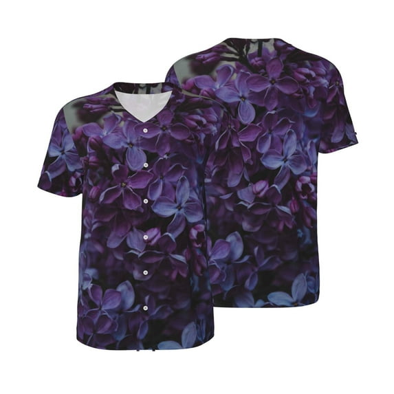 Balery Lilac Baseball Jersey for Men Casual Button Down Shirts Short Sleeve Active Team Sports Uniform-XX-Large