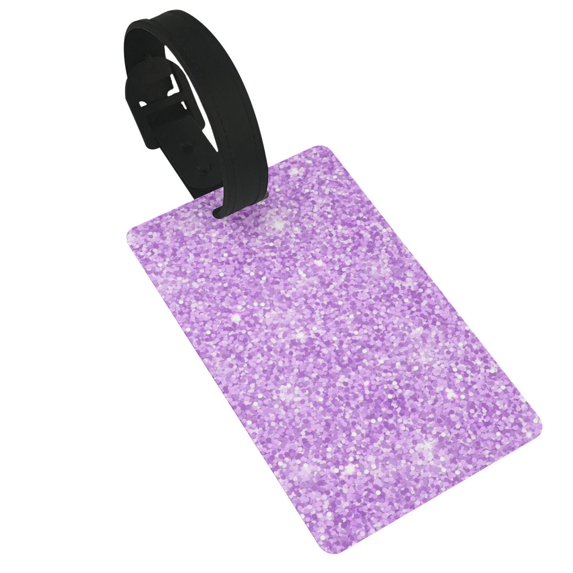 Balery Lilac Glittering Print Durable Luggage Tags with Secure Strap, Personalized Travel ID Tags for Suitcases, Bags, and Backpacks - Easy Identification for Men and Women