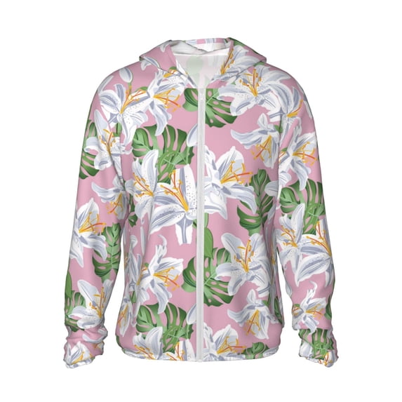 Balery Lilies Flowers Men's Women's UPF 50+ Sun Protection Lightweight Hoodie Performance Long Sleeve Shirt for Fishing Running-3X-Large