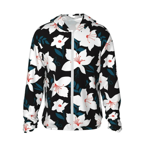 Balery Lilies Flowers Men's Women's UPF 50+ Sun Protection Lightweight Hoodie Performance Long Sleeve Shirt for Fishing Running-3X-Large