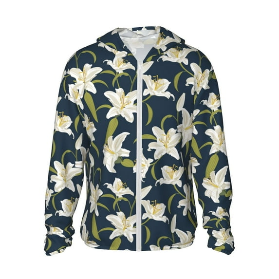 Balery Lilies Flowers Men's Women's UPF 50+ Sun Protection Lightweight Hoodie Performance Long Sleeve Shirt for Fishing Running-X-Large