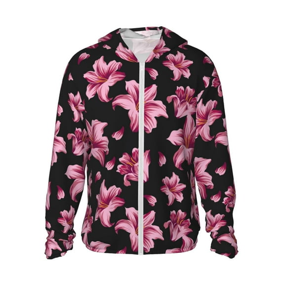 Balery Lilies Flowers Men's Women's UPF 50+ Sun Protection Lightweight Hoodie Performance Long Sleeve Shirt for Fishing Running-