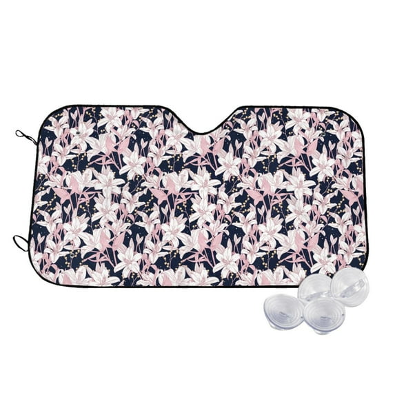 Balery Lilies Flowers Print Car Windshield Sun Shade,Windshield Sunshade for Car Pickup Truck SUV Accessories-Medium