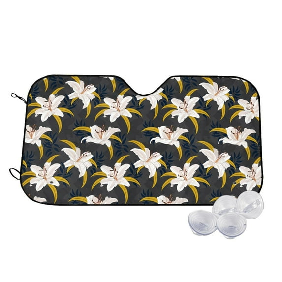 Balery Lilies Flowers Print Car Windshield Sun Shade,Windshield Sunshade for Car Pickup Truck SUV Accessories-Small