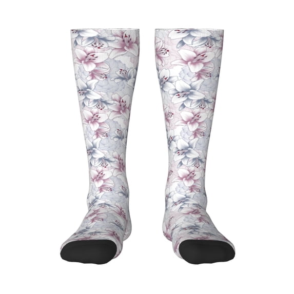 Balery Lilies Flowers Printed Novelty Socks Men's Women's Crew Socks Sports Socks Knee High Socks Cotton Socks Quirky and Cool Socks