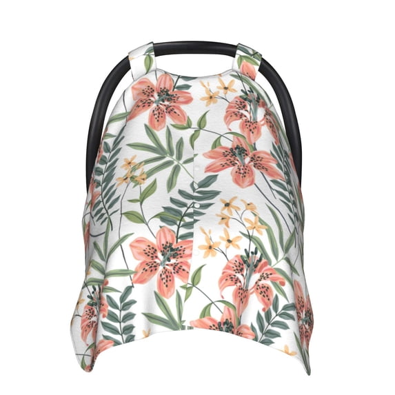Balery Lilies Flowers Printed Nursing Cover Breastfeeding Scarf - Baby Car Seat Covers, Infant Stroller Cover, Carseat Canopy for Girls and Boys