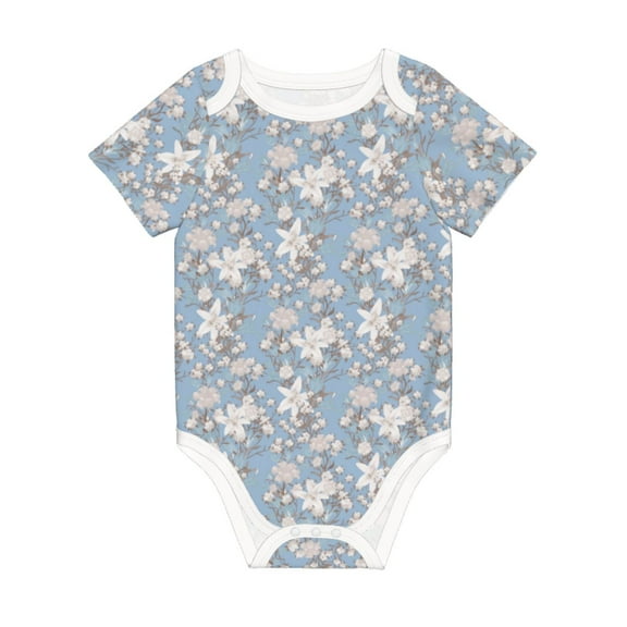 Balery Lily Flower Pattern Baby Climbing Clothes Infant Bodysuit Cute Infant Bodysuit Baby Romper-6 Months
