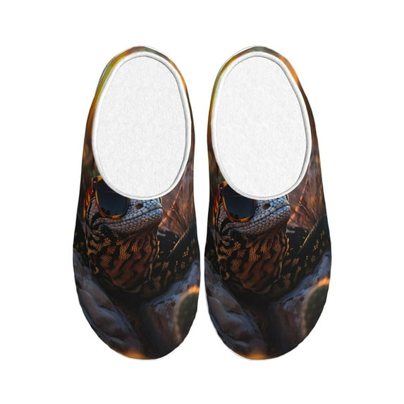 Balery Lizard With Sunglasses Sunset Pattern Women's Fuzzy Memory Foam Slippers Fluffy Winter House Shoes Indoor and Outdoor-42/43