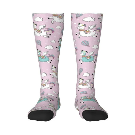 Balery Llama Unicorn And Rainbow Fun Novelty Socks Men'S Women'S Crew Socks Funny Crazy Novelty Socks Quirky And Cool Socks