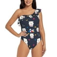 thumbnail image 1 of Balery Llamas 1 One Shoulder Swimsuits for Women Ruffle Swimsuits Tummy Control One Shoulder Bathing Suits-, 1 of 8