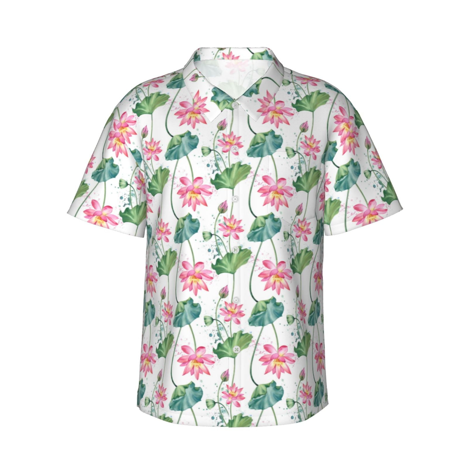 Men's Hawaiian Shirt Short Sleeve - Tropical Leaf Print Beach Vacation Shirt