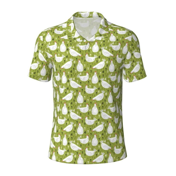 Balery Lovely Chickens Printed Men’s Short Sleeve Polo Shirt, Midweight Men's Shirt,Golf Polo shirts -XX-Large