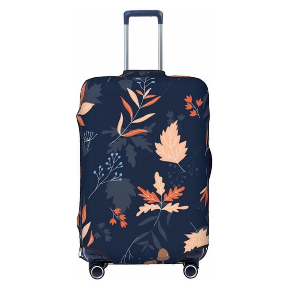 Balery Luggage Cover Autumn Leaves With Blue Print Suitcase Covers for Luggage Elastic Washable Suitcase Protector Fits 18-32 Inch Luggage-X-Large