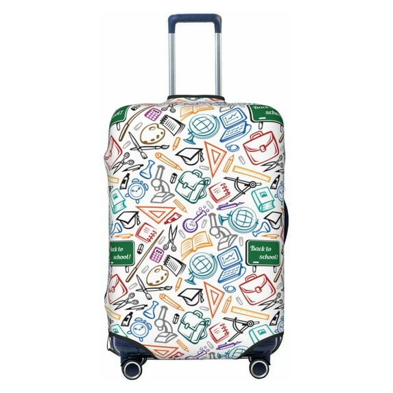 Balery Luggage Cover Back To School Print Suitcase Covers for Luggage Elastic Washable Suitcase Protector Fits 18-32 Inch Luggage-Large