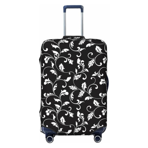 Balery Luggage Cover Black White Leaves Print Suitcase Covers for Luggage Elastic Washable Suitcase Protector Fits 18-32 Inch Luggage-X-Large