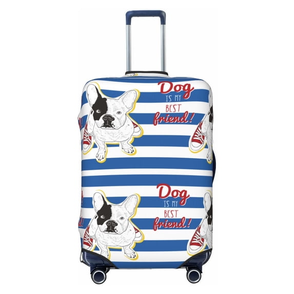 Balery Luggage Cover Bulldog Friend Print Suitcase Covers for Luggage Elastic Washable Suitcase Protector Fits 18-32 Inch Luggage-